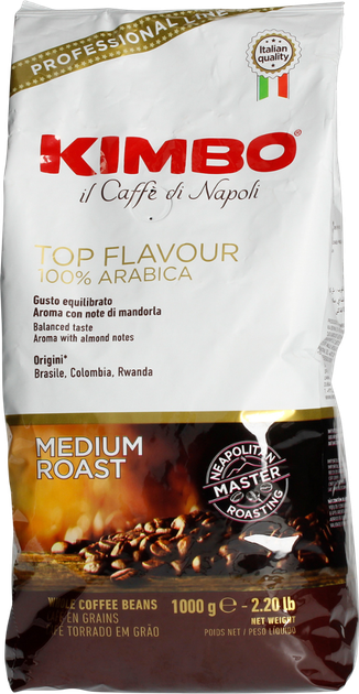Kawa ziarnista Kimbo Top Flavour 100% Arabica 1 kg (8002200140069) - obraz 1