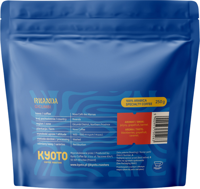 Kawa ziarnista Kyoto Rwanda Gicumbi Washed Filter 250 g (5902973705263) - obraz 2