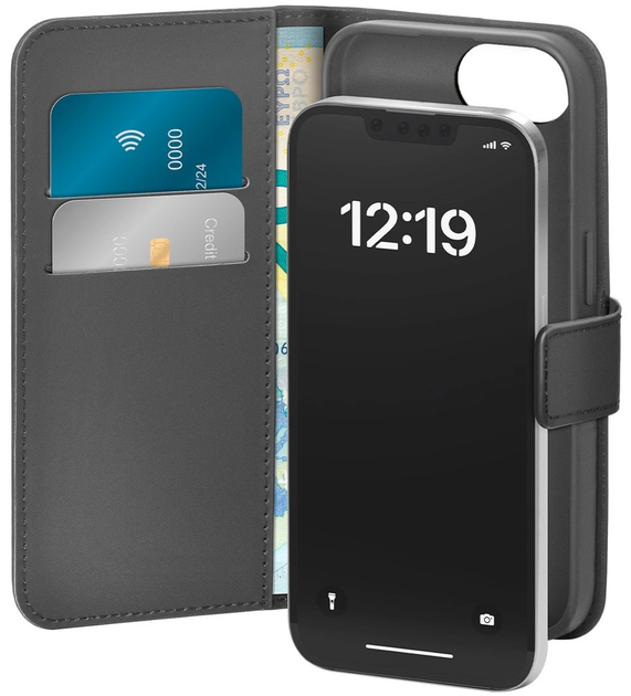 Etui z klapką Puro Booklet Case z portfelem do Apple iPhone 16e Black (8018417500923) - obraz 1
