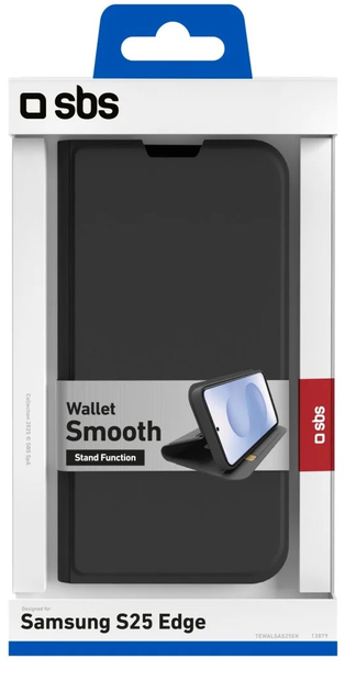 Чохол-книжка SBS Wallet Case with Stand and Wallet for Samsung Galaxy S25 Edge Black (8018417513879) - зображення 3