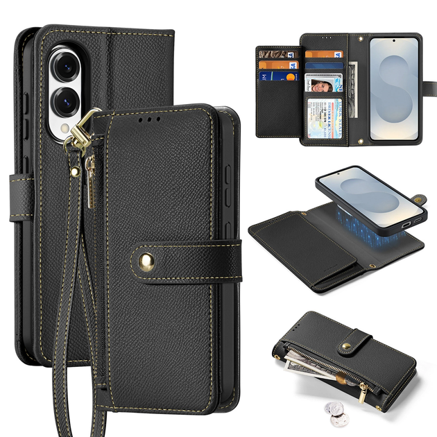 Etui z klapką DUX Ducis Lawa z MagSafe na Samsung Galaxy S25 Edge Black (6971824157871) - obraz 4