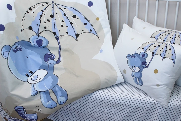 Комплект постельного белья в кроватку Tag Tekstil Umbrella blue для новорожденных Зонтик (голубой) - Фото 2 Комплект постельного белья в кроватку Tag Tekstil Umbrella blue для новорожденных Зонтик (голубой) - изображение 2