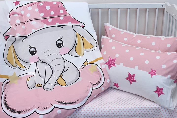 Комплект постельного белья в кроватку Tag Tekstil Sweet sleeper pink для новорожденных Слонёнок (розовый) - Фото 2 Комплект постельного белья в кроватку Tag Tekstil Sweet sleeper pink для новорожденных Слонёнок (розовый) - изображение 2