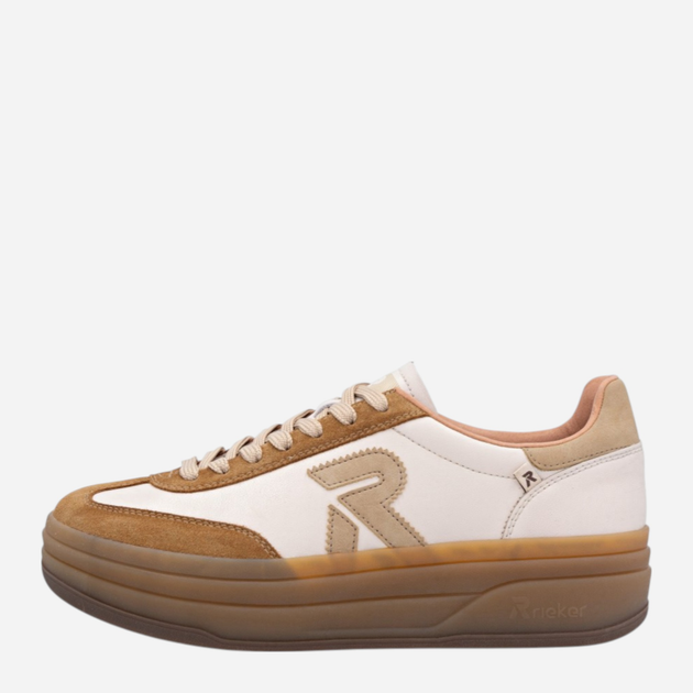 Sneakersy damskie na platformie Rieker W3700-62 36 (3.5UK) Beżowe (4061811595846) - obraz 1