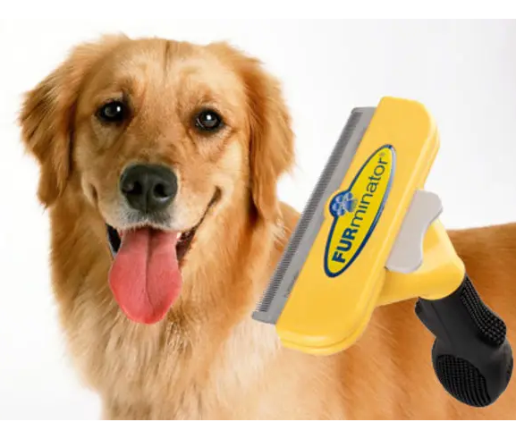 Фурмінатор FURminator L для великих собак та котів інструмент для вичісування шерсті з шириною леза 10 см для видалення відмерлого підшерстя з ергономічною ручкою та кнопкою для швидкого очищення вовняного покриву професійний грумінг - зображення 5