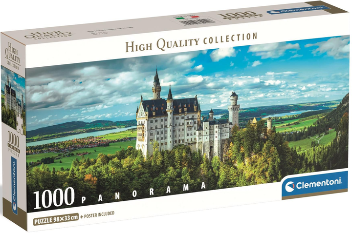 Пазл Clementoni High Quality Panorama The Neuschwanstein Castle 1000 елементів 39940 (8005125399406 / 8005125398836) - зображення 1