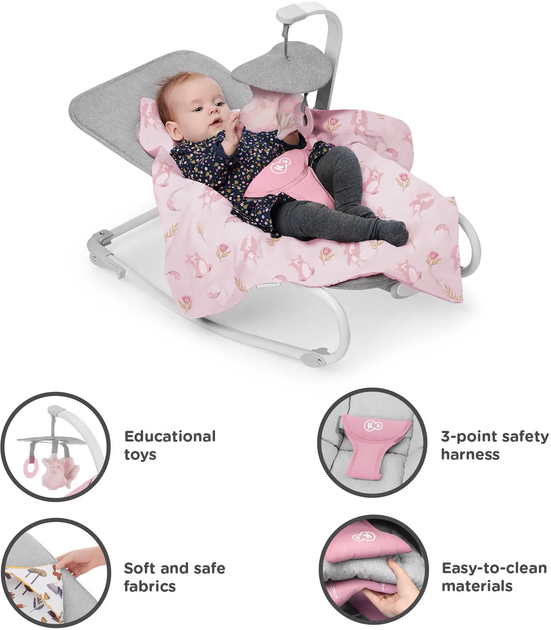 Leżaczek-bujaczek Kinderkraft Felio 2 Peony Rose (KBFELI20PNK0000) (5902533921096) - obraz 8