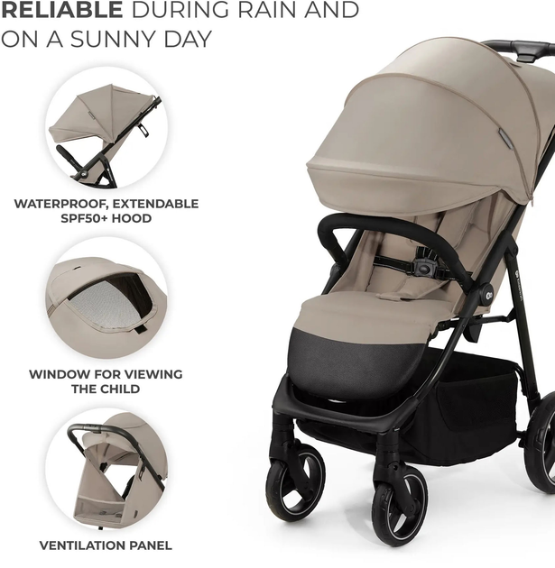 Wózek spacerowy Kinderkraft Trig 3 Stone Beige (KSTRIG03BEG0000) (5902533924851) - obraz 6