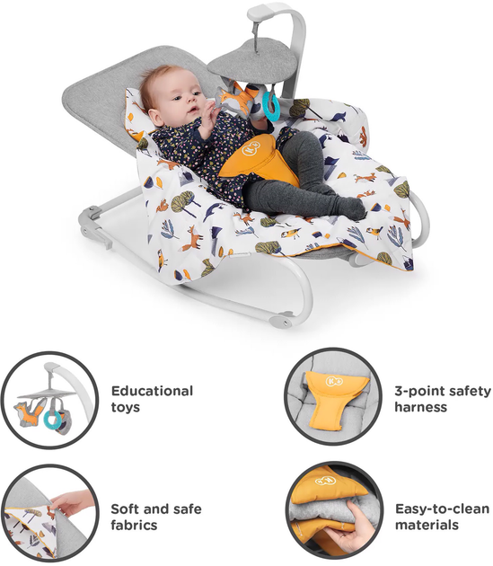 Шезлонг-гойдалка Kinderkraft Felio 2 Forest Yellow (KBFELI20YEL0000) (5902533921102) - зображення 6