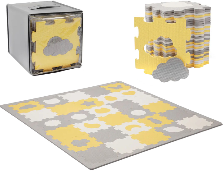 Килимок-пазл Kinderkraft Luno Shapes Yellow 30 елементів (KPLUSH00YEL0000) - зображення 1