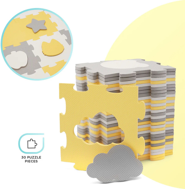 Килимок-пазл Kinderkraft Luno Shapes Yellow 30 елементів (KPLUSH00YEL0000) - зображення 7