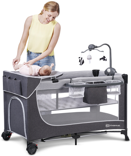 Ліжко-манеж Kinderkraft Leody Grey із аксесуарами (KCLEOD00GRY00AC) - зображення 8