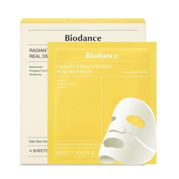 Гидрогелевая маска для выравнивания тона кожи лица Biodance Radiant Vita Niacinamide Real Deep Mask, 34 г - Фото 1 Гидрогелевая маска для выравнивания тона кожи лица Biodance Radiant Vita Niacinamide Real Deep Mask, 34 г - изображение 1