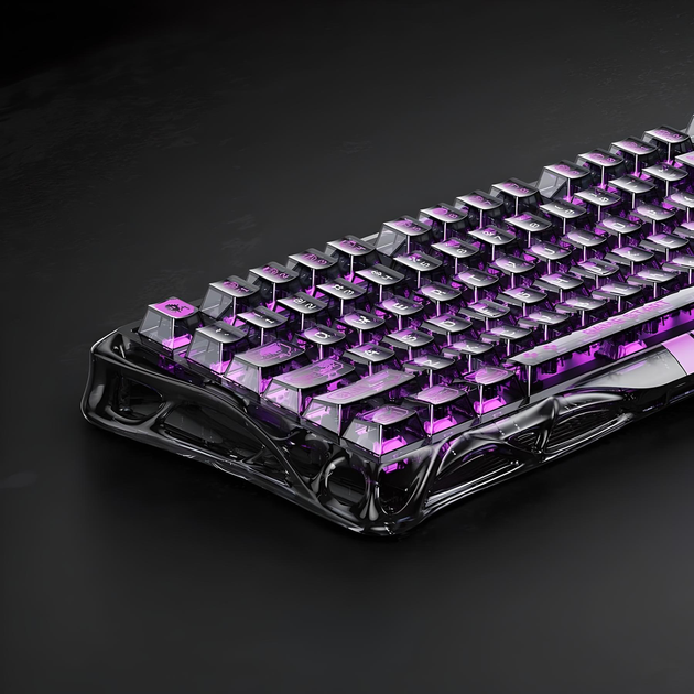 Клавіатура ігрова GravaStar Mercury V75 Lite дротова з магнітними перемикачами - Transparent Black - зображення 3