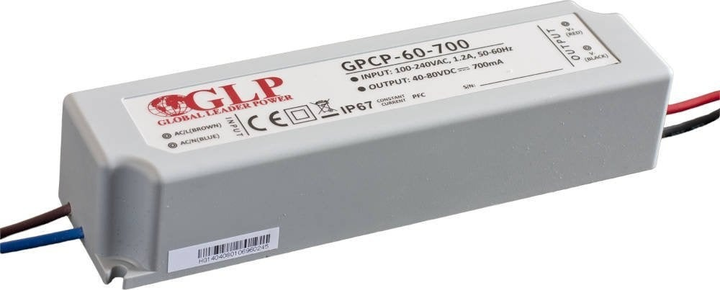 Zasilacz stałoprądowy MW Power 1400mA/20-42V CC PFC IP67 plastic GPCP-60-1400 (5901885208527) - obraz 1