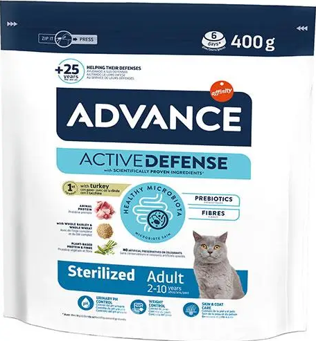 Сухой корм для стерилизованных кошек Advance Cat Sterilized (с индейкой) - 0,4 кг - Фото 1 Сухой корм для стерилизованных кошек Advance Cat Sterilized (с индейкой) - 0,4 кг - изображение 1