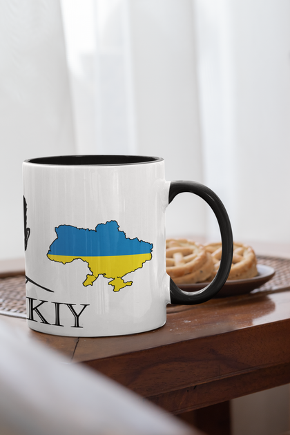Чашка подарункова керамічна з принтом "Зеленський" 330 мл, біла з чорною ручкою - Фото 2 Чашка подарункова керамічна з принтом "Зеленський" 330 мл, біла з чорною ручкою - зображення 2