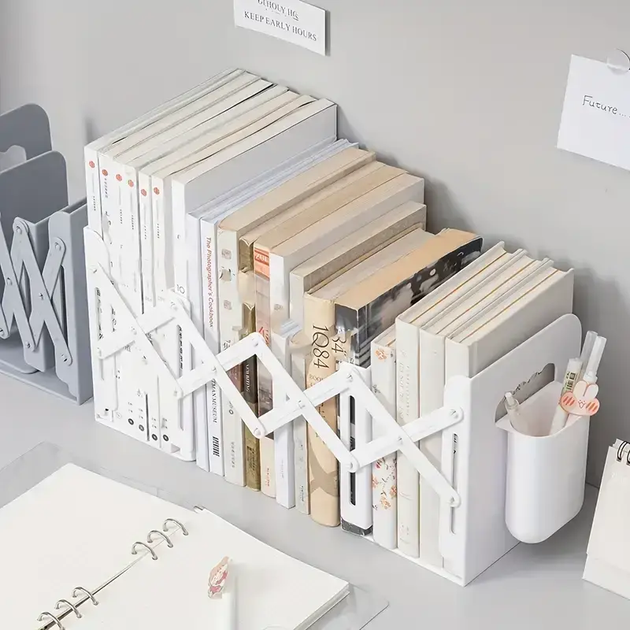 BookHolder раздвижной органайзер для книг на 3 отделения. Держатель для книг. Подставки для книг на полку - изображение 2