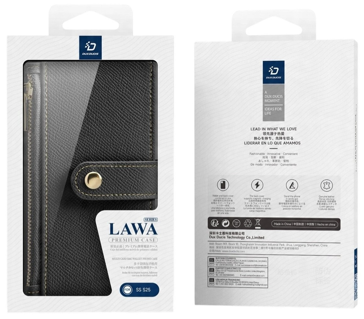 Etui z klapką DUX Ducis Lawa na Samsung Galaxy S25 z odlaczanym portfelem magnetycznym Black (6971824162219) - obraz 2