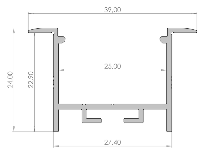 Wpuszczany profil do taśm MPL 24mm ALU anoda srebrny 2-rzędowy do 2010mm GROOVEanoda silver 2-raw 24m AL24-G01-AS-2010 (5902135165669) - obraz 2