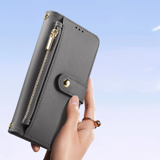Чохол-книжка DUX Ducis Lawa для Samsung Galaxy S25 зі знімним магнітним гаманцем Grey (6971824162226) - зображення 4