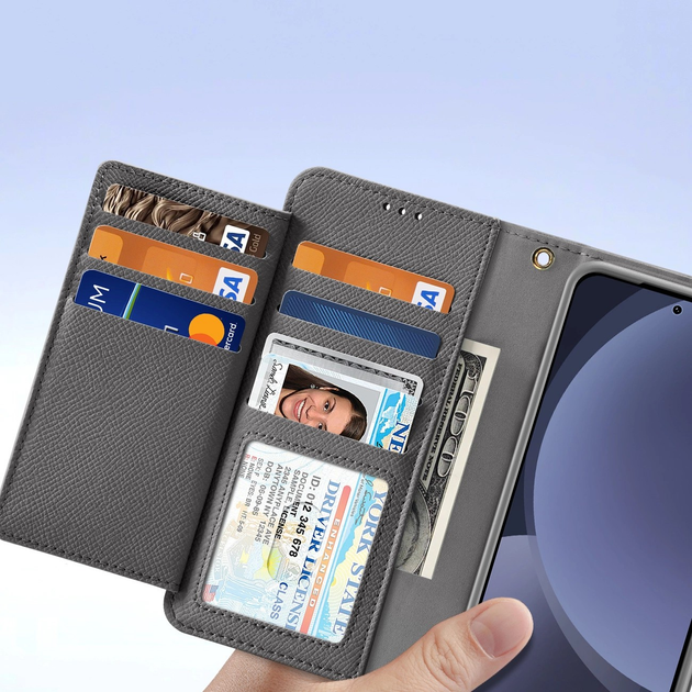 Чохол-книжка DUX Ducis Lawa для Samsung Galaxy S25+ зі знімним магнітним гаманцем Grey (6971824162257) - зображення 8