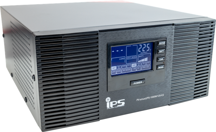 UPS IPS PV-sinusUPS-1000W/12V-E2 1200VA/1000W z ładowarką solarną (5902135159132) - obraz 1