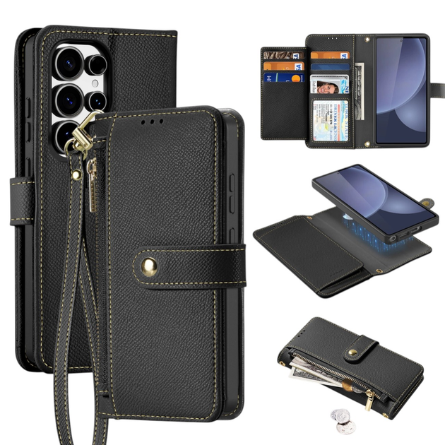Etui z klapką DUX Ducis Lawa na Samsung Galaxy S25 Ultra z odlaczanym portfelem magnetycznym Black (6971824162271) - obraz 3