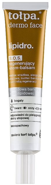 Krem-balsam do pielęgnacji twarzy, okolic oczu i ust Tolpa Dermo face lipidro S.O.S. Regenerujący 40 ml (5903900964449) - obraz 2