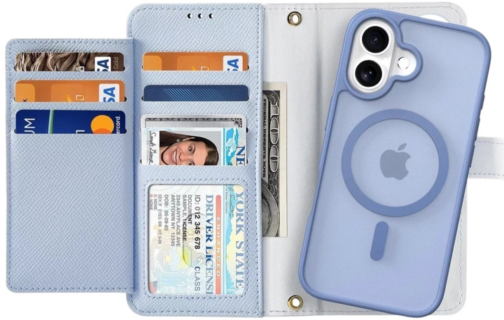 Чохол-книжка DUX Ducis Lawa для Apple iPhone 16 зі знімним магнітним гаманцем Light Blue (6934913004920) - зображення 1