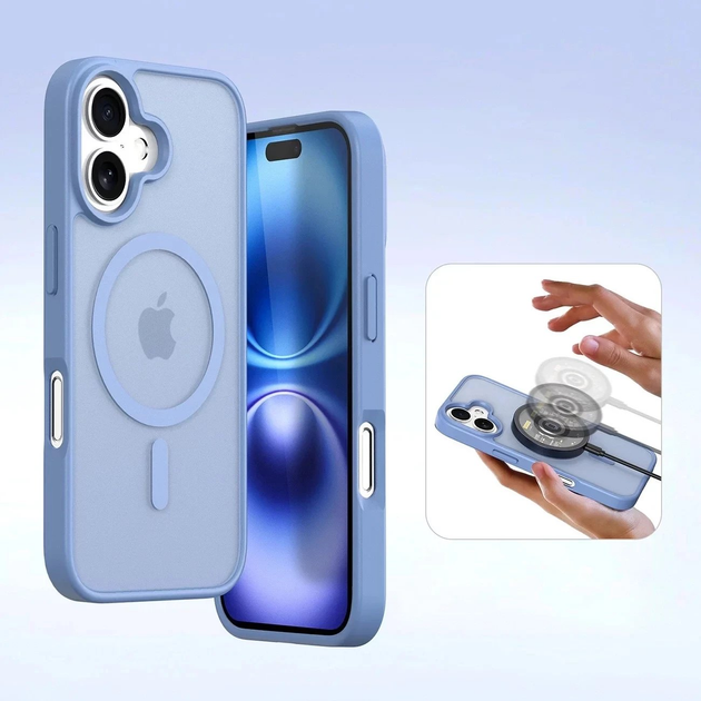 Чохол-книжка DUX Ducis Lawa для Apple iPhone 16 зі знімним магнітним гаманцем Light Blue (6934913004920) - зображення 4