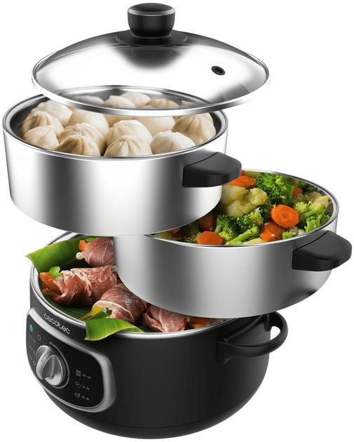 Parowar Cecotec Vapovita SteelPot Czarny (A01_EU01_100072) - obraz 2