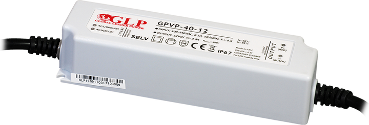 Zasilacz GLP double insulation wires PSU: 12V/3.5A, CV, PFC, IP67 GPVP-40-12 (5902135125250) - obraz 1