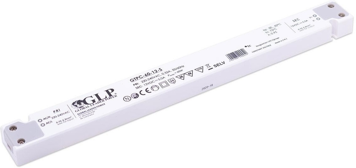 Zasilacz GLP plastic case, slim PSU: 12V/5A, CV, GTPC-60-12-S (5901885200040) - obraz 1