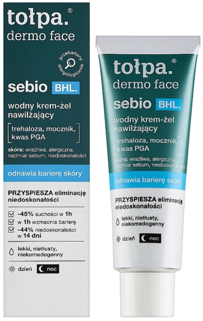 Krem-żel Tolpa Dermo Face sebio BHL water nawilżający 40 ml (5903900964494) - obraz 2