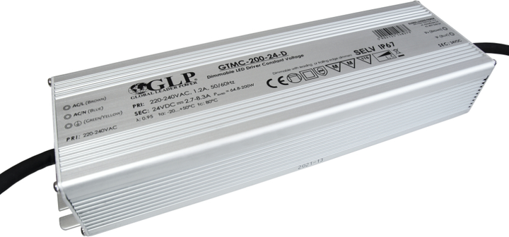 Блок живлення GLP PSU: Triac dimmable LED driВer aluminium case 24В/2.7-8.3A, CВ, IP67 GTMC-200-24-D (5902135148273) - зображення 1