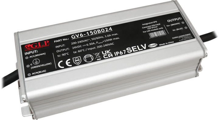 Zasilacz GLP metal case, rectangular PSU 150W: 24V/6.3A, CV GV6-150B024 (5902135151556) - obraz 1
