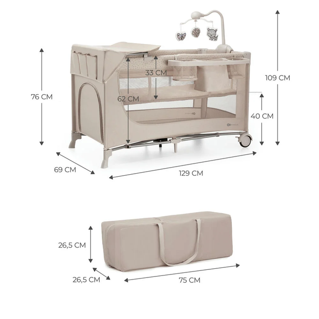 Łóżeczko turystyczne Kinderkraft Joy 2 Beige z akcesoriami (KLJOY02BEG000AC) - obraz 8
