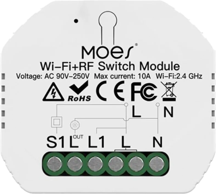 Розумне реле Moes TUYA MS-104 WI-FI 1-канальний 10A (5902135135556) - зображення 1