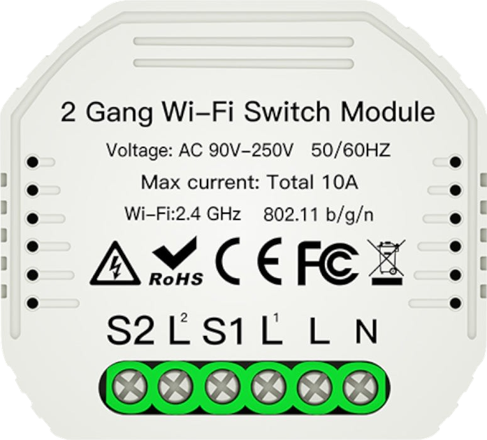 Розумне реле Moes TUYA MS-104B WI-FI 2-канальний 10A (5902135135563) - зображення 1