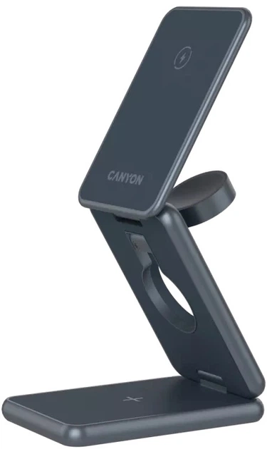 Бездротовий зарядний пристрій Canyon OnCharge 309 15 Вт 3-in-1 Metal (CNS-WCS309M) - зображення 6