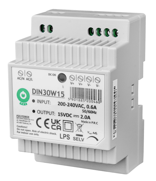 Трансорматор до ламп POS DIN Rail PSU 15V/2A (DIN30W15) - зображення 1