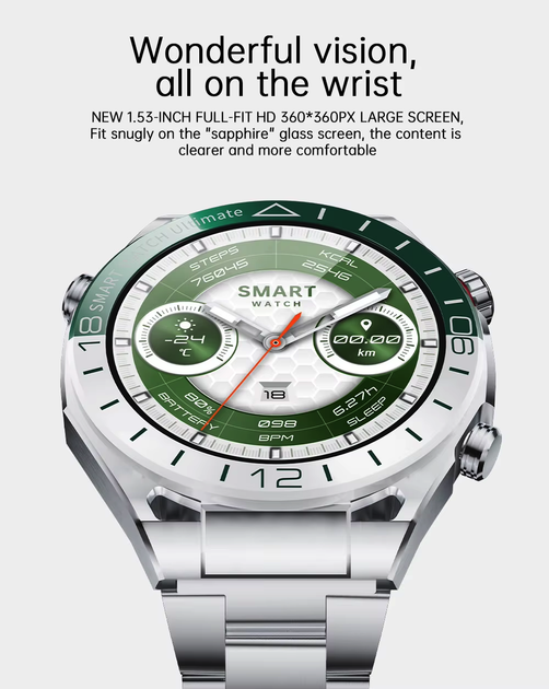 Смарт годинник VHG SK41, Silver-Green 1.53” 360×360 (Amoled) - изображение 4