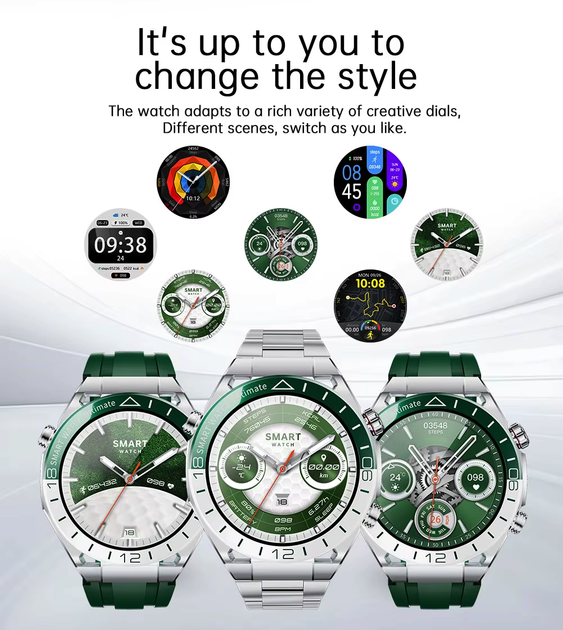 Смарт годинник VHG SK41, Silver-Green 1.53” 360×360 (Amoled) - изображение 5