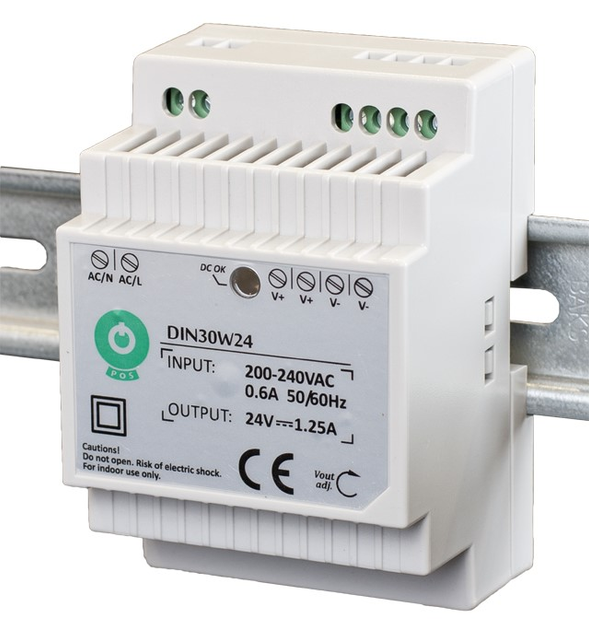 Трансорматор до ламп POS DIN Rail PSU 24V/1.25A (DIN30W24) - зображення 1