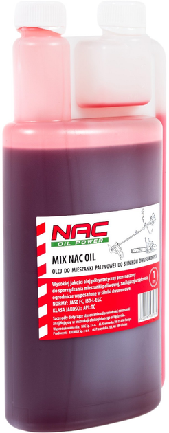 Olej do mieszanki paliwowej do silników dwusuwowych Nac MIX OIL 1 l - obraz 2