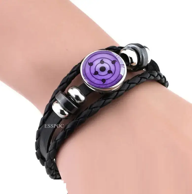Шкіряний браслет шарингон Наруто Sharingan Shippuuden у вигляді фіолетових очей Аніме амулет Naruto - зображення 2