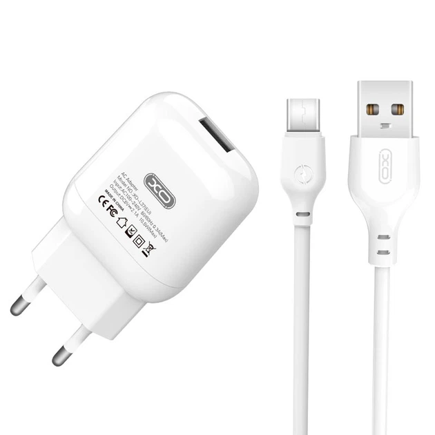 Адаптер мережний XO Type-C Cable charger L37 |1USB, 2.1A| White - Фото 1 Адаптер мережний XO Type-C Cable charger L37 |1USB, 2.1A| White - изображение 1