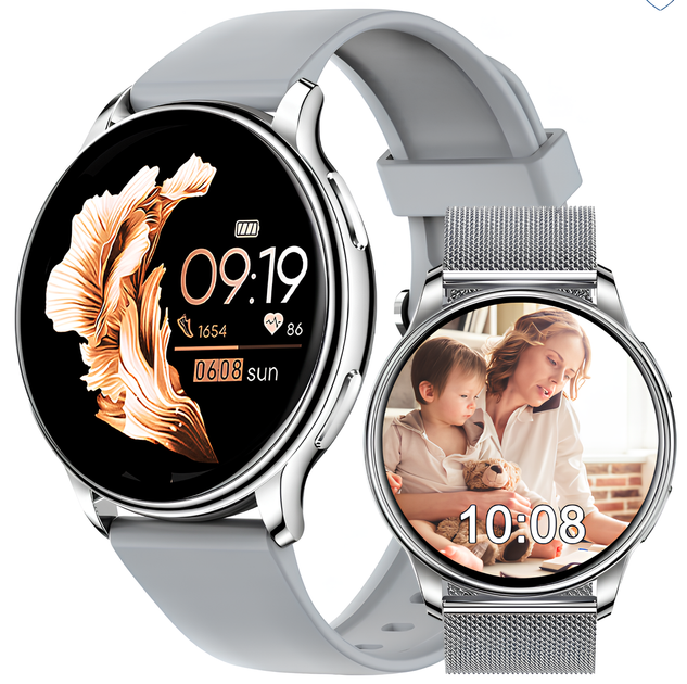 Смарт годинник жіночий UWatch Smart Melisia сталевий з двома ремінцями Сірі - зображення 2