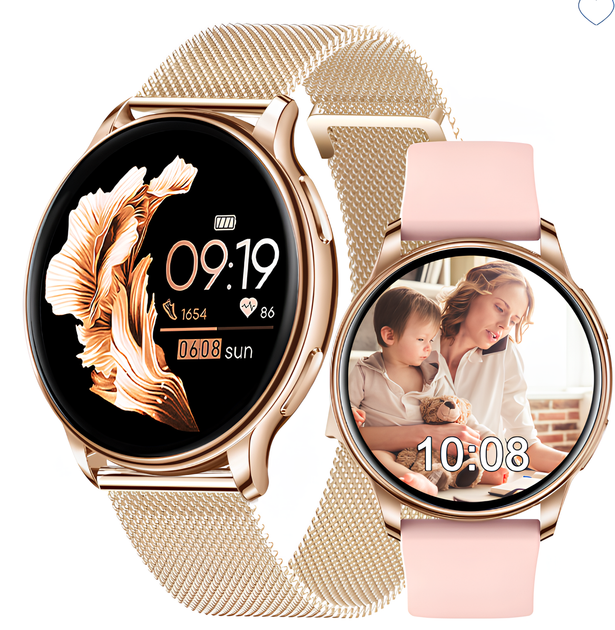 Женские смарт часы UWatch Melisia водонепроницаемые стальные с двумя ремешками Розовый - Фото 5 Женские смарт часы UWatch Melisia водонепроницаемые стальные с двумя ремешками Розовый - зображення 5